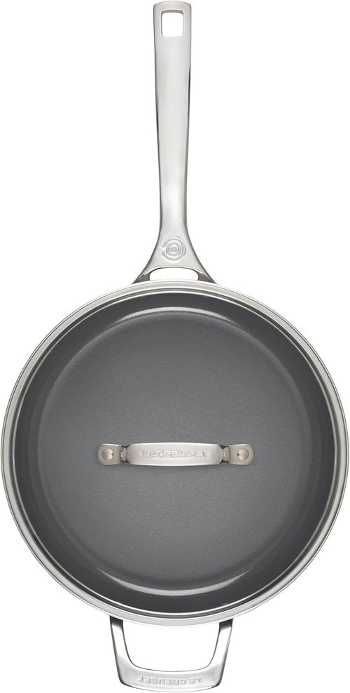 Le Creuset Non-Stick Ceramic Sauté Pan - 4 ¼ Qt with Glass Lid for Effortless Cooking