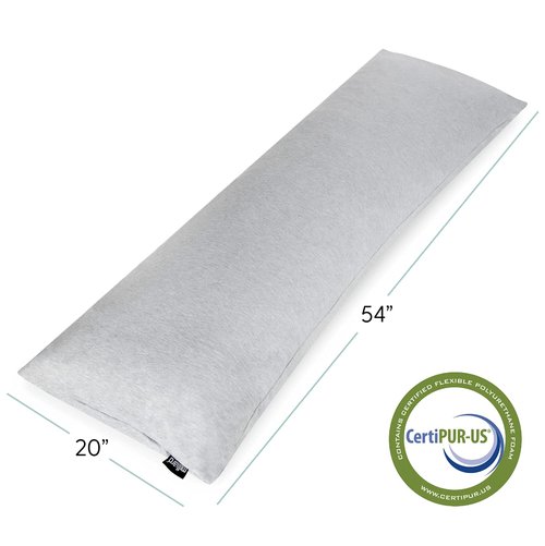 Milliard Full Body Pillow - Shredded Memory Foam with Washable Cover - Long, Hypoallergenic, Firm Hug Pillows for Side and Back Sleepers (54in, Cool Grey)