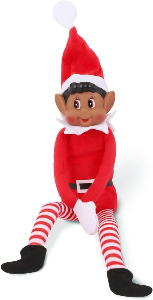 Christmas Elf Behaving Badly Plush Toy - Naughty Bendy Doll for Holiday Fun | 12 Inches (Brown)
