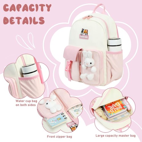 Cusangel Kids Backpack for 3-5 Ages Girls,12in Toddler Pink daypack for School,kindergarten Kids Backpack,Big capacity cute Cubby Bear shoulder bookbag with breast button