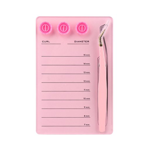 Mekupeu Acrylic Eyelash Extension Pallet Kits, Grafting False Eyelash Organizer Extension Pad Lash Tray,Magnetic Tweezer Holder - Durable Eyelash Extension Storage Organizer (Pink sets)