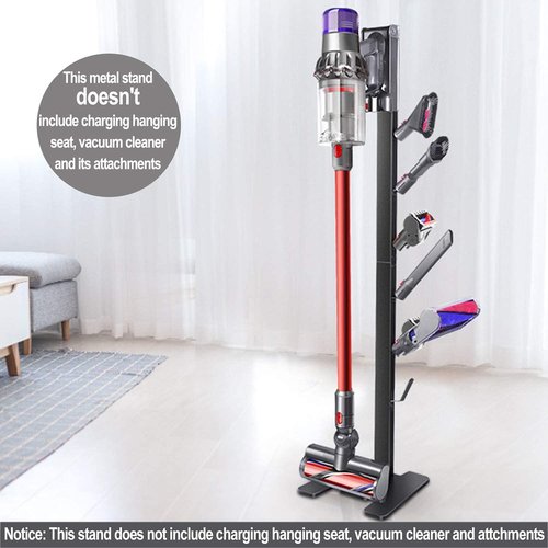 XIGOO Vacuum Stand for Dyson V15 V10 V8 V7 V6, Stable Metal Vacuum Attachment Holder, Cordless Vacuum Cleaners Docking Station for Dyson, Brushed Black