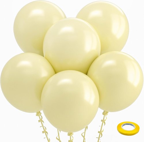 Bezente 18-Inch Pastel Yellow Balloons - 30 Pack of Thick Latex Balloons for Birthday & Wedding Decor