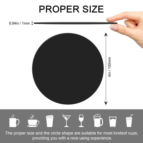 Disposable Paper Bar Coasters 400 Pcs Black 4 Inch Coasters for Drinks ，Absorbent & Non Slip for Bars, Restaurants, Family Gathering DIY Crafts Arts Wedding Use (Black)