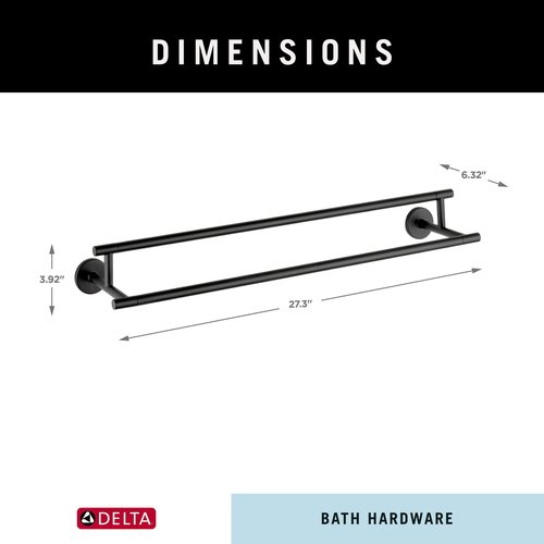 DELTA FAUCET 75925-BL Trinsic 24-in Double Wall Mount Towel Bar Bath Hardware Accessory in Matte Black