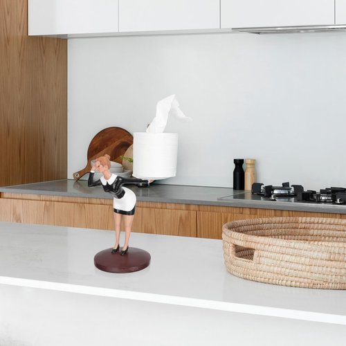 Uonlytech Vertical Tissue Storage Rack Creative Maid Paper Towel Holder Desktop Roll Holder for Kitchen Bathroom Home Organization 11.41X7.87X5.11 Inch