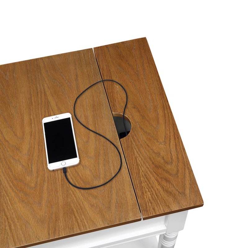 Country Oxford End Table with Charging Station - Multiple Colors