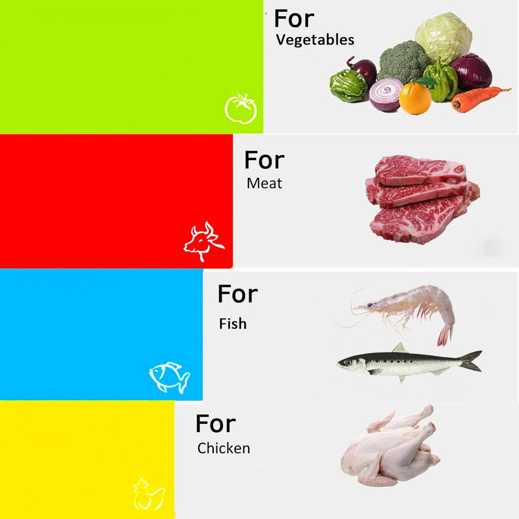 Skiennix Flexible Cutting Boards Set - Easy-Grip Colorful Mats for Cooking | 4-Piece Plastic Sheet Set