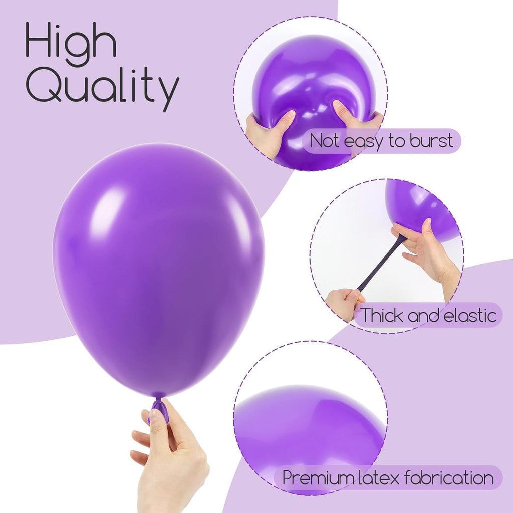 Purple Balloons Kit by [Brand Name] - 120-Piece Set with 5 to 18-Inch Sizes for Birthday & Baby Shower Decor