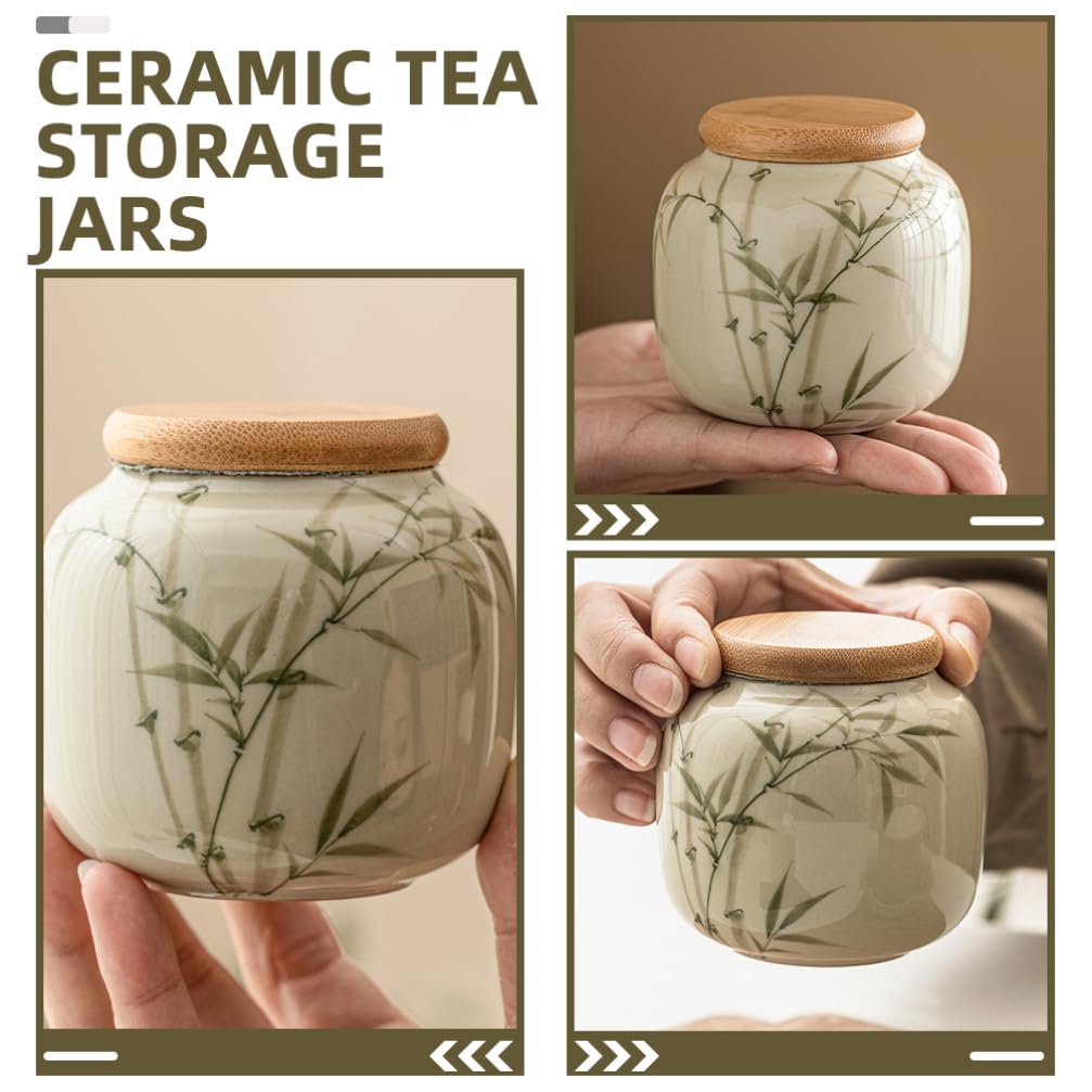 MAGICLULU 2Pcs Ceramic Tea Jars with Airtight Seals Decorative Loose Leaf Tea Containers for Kitchen Storage 3.22X3.14X1.88In Home Use Panda Design
