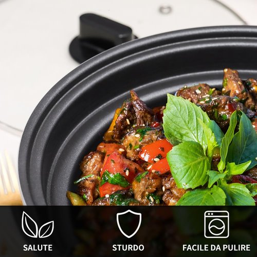 Eamoment 5.5QT Programmable Slow Cooker With Timer,Non Stick Aluminum Alloy Liner.SLOW COOK HIGH/SLOW COOK LOW/WHITE RICE/STEAM/SAUTE/WARM/DELAY,and Other Practical Functions
