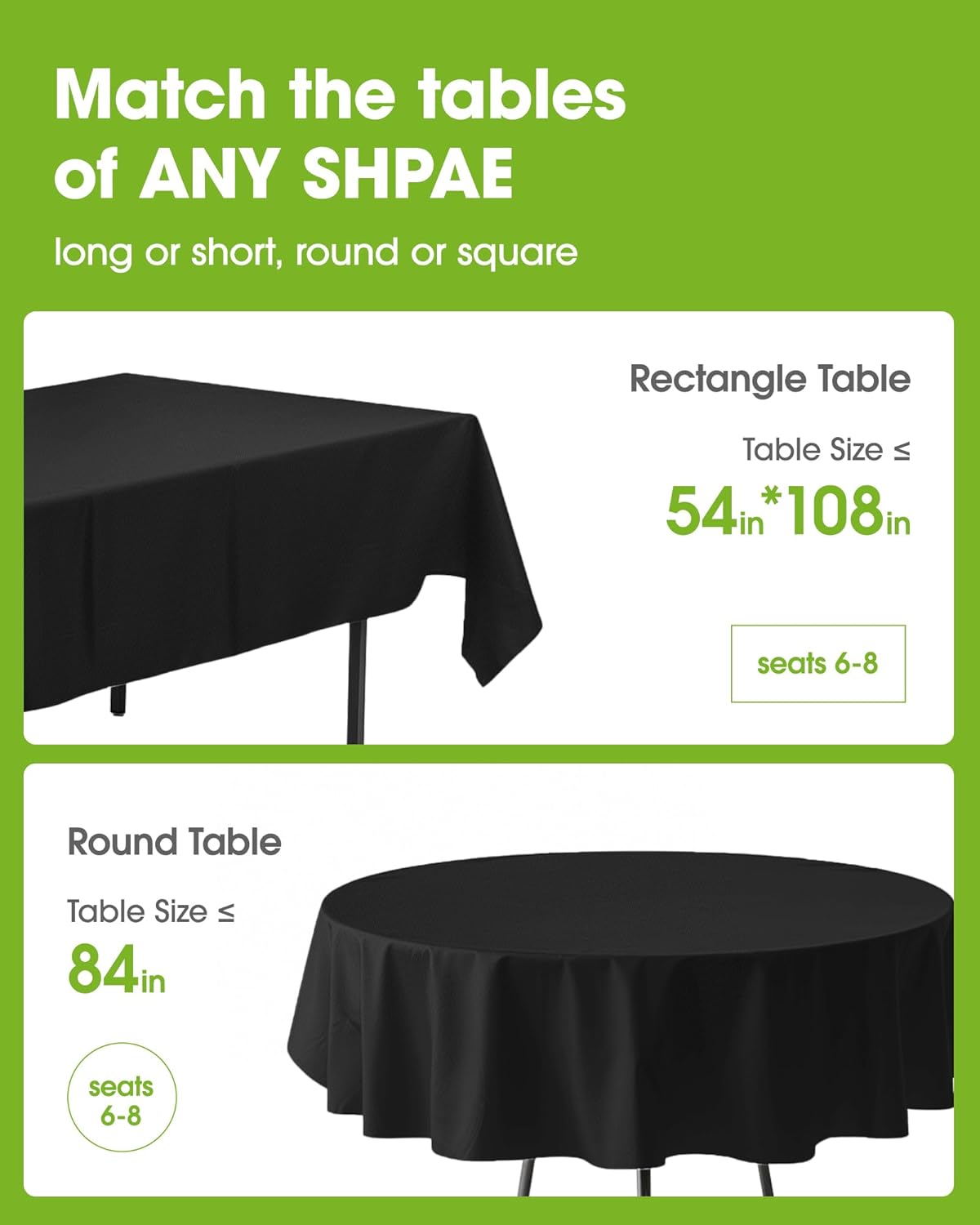 Pureegg Disposable Plastic Table Cloths - 12 Pack, 54 x 108 Inch, Sturdy & Leakproof, White for Parties & Picnics