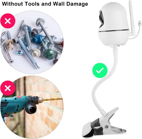 HelloBaby Flexible Baby Monitor Mount - Tool-Free Installation | Compatible with HB65/HB6550/HB6558/HB66/HB248 & ANMEATE SM935E/SM650