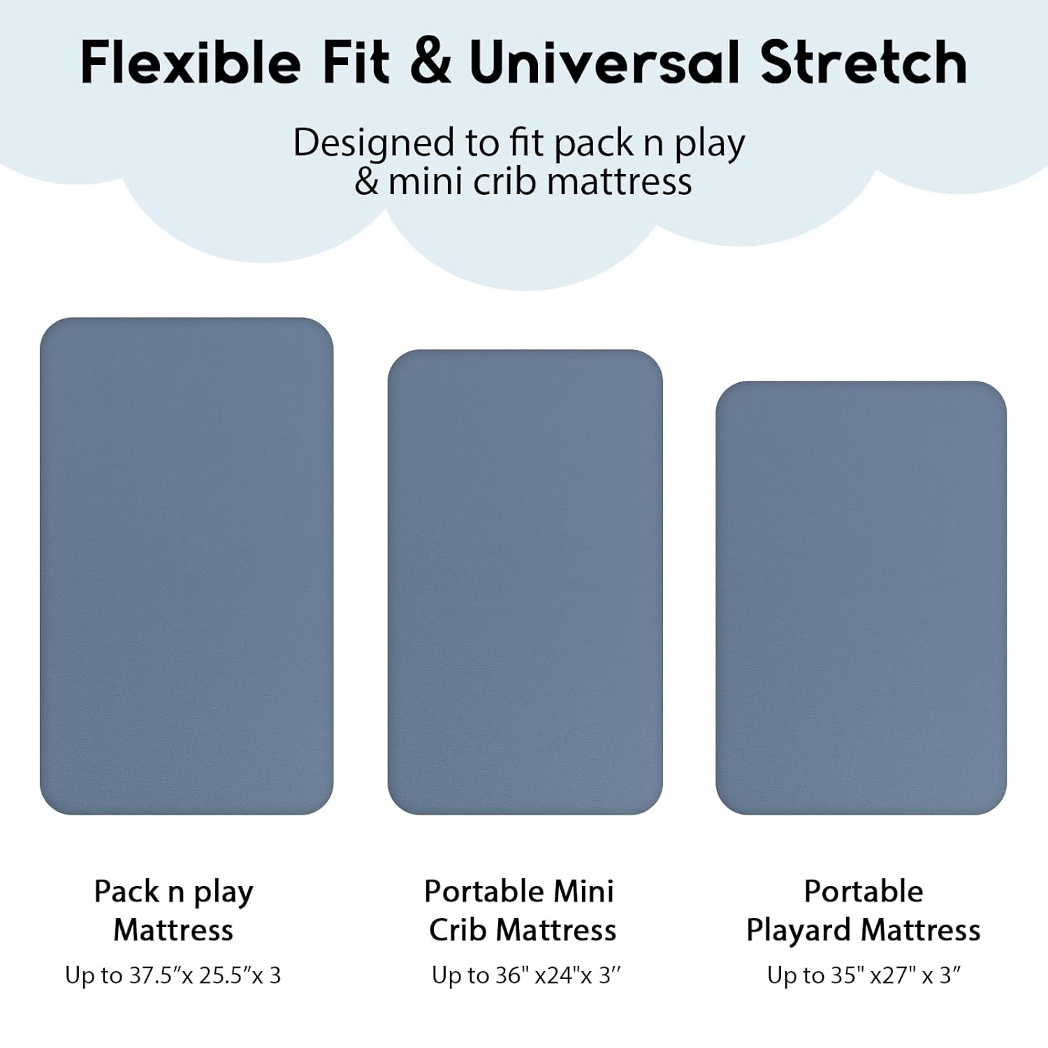 Yoofoss Fitted Pack and Play Sheets - Soft, Breathable Mini Crib Sheets 2-Pack in Blue Rocket Design