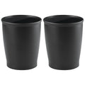 iDesign Small Round Plastic Bathroom Trash Can - Set of 2 - Black - Made in USA