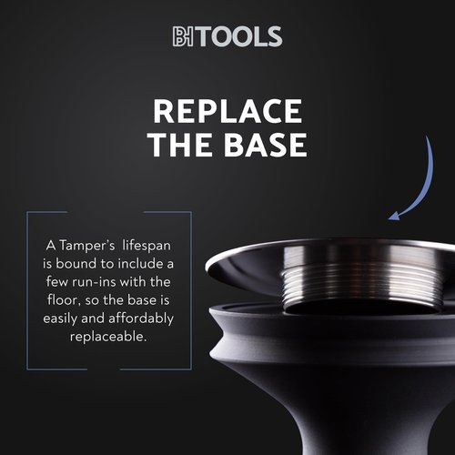 Barista Hustle Espresso Press Tamper 58.4 mm, Premium Barista Coffee Tamper, Black Anodised Aluminium Handle, 304 Stainless Steel Base, Elegant and Lightweight Design