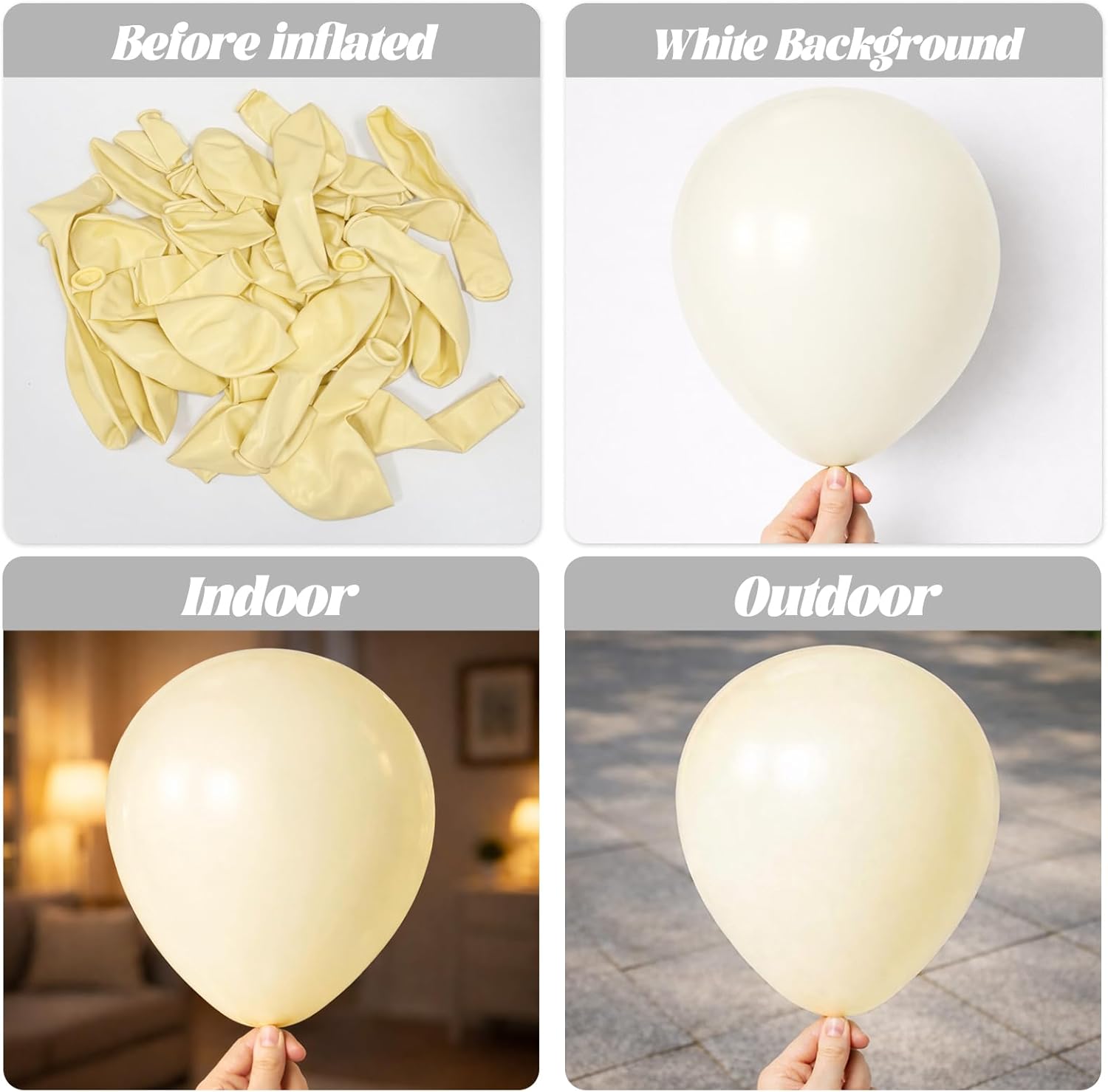 Voircoloria Ivory Balloon Garland Kit - 90 Pack in 5 Sizes for Weddings, Graduations, and Parties