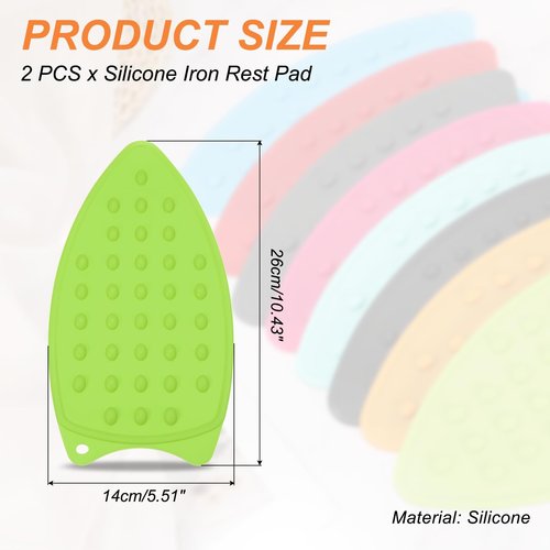 PATIKIL Silicone Iron Rest Pad, 2 Pcs Multipurpose Hot Heat Resistant Iron Rest Plate Protective Pad for Ironing Board Hot Resistant Steamer Steam Compact Mat, Green