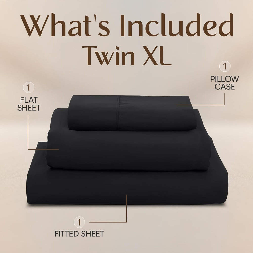 Utopia Bedding Twin XL Sheet Set - Soft Microfiber 3-Piece Bed Sheets in Black | Oeko-Tex Certified