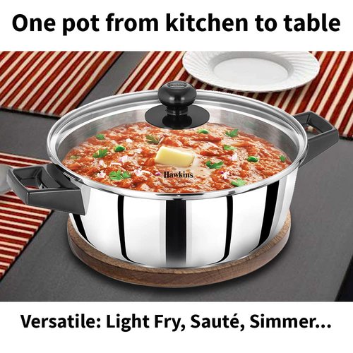 Hawkins 3 Litre Cook n Serve Casserole, Stainless Steel, SSCB30G
