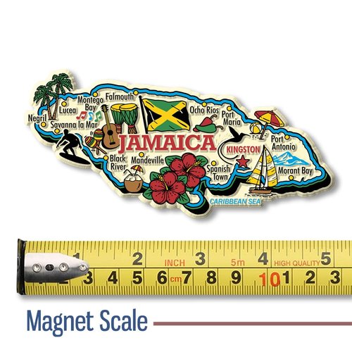 Jamaica Jumbo Country Map Magnet by Classic Magnets, 3D Rubber Vintage-Style Collectible Souvenirs and Gifts Made in The USA