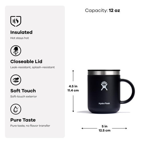 Hydro Flask Coffee Mug – Insulated Stainless Steel, Non Spill, Leak Proof Travel Mug 12 Oz Trillium Pink