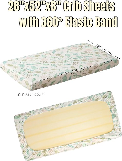 SDY Jersey Crib Sheets for Baby Boys and Girls,52"x28"X8", 2 Pack, Green Standard Oval/Retangle Crib Mattress Sheets for Toddler,Super Soft Breathable