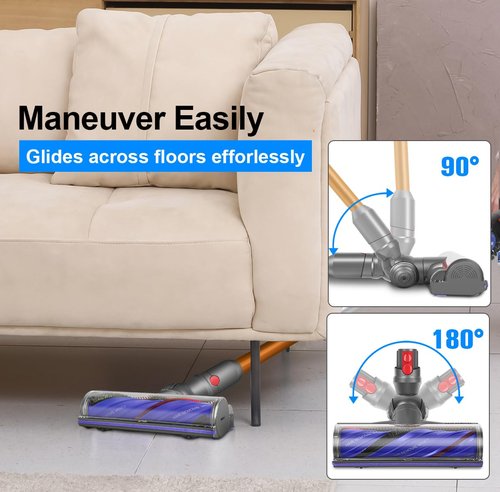 FUNTECK Motorbar Cleaner Head for Dyson V12 (Not for SV12) Detect Slim & V9 Motorbar, Anti-Tangle Vacuum Brush Attachment, Ideal for Carpets Rugs and Smooth Hard Floors
