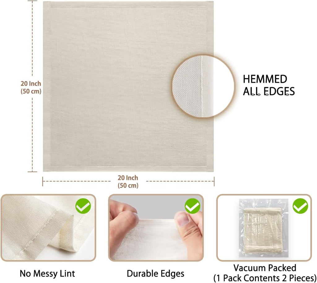 Olicity Cheesecloth - Grade 100 Unbleached Muslin Strainer Cloths | 20x20 Inch, Reusable - 2 Pack