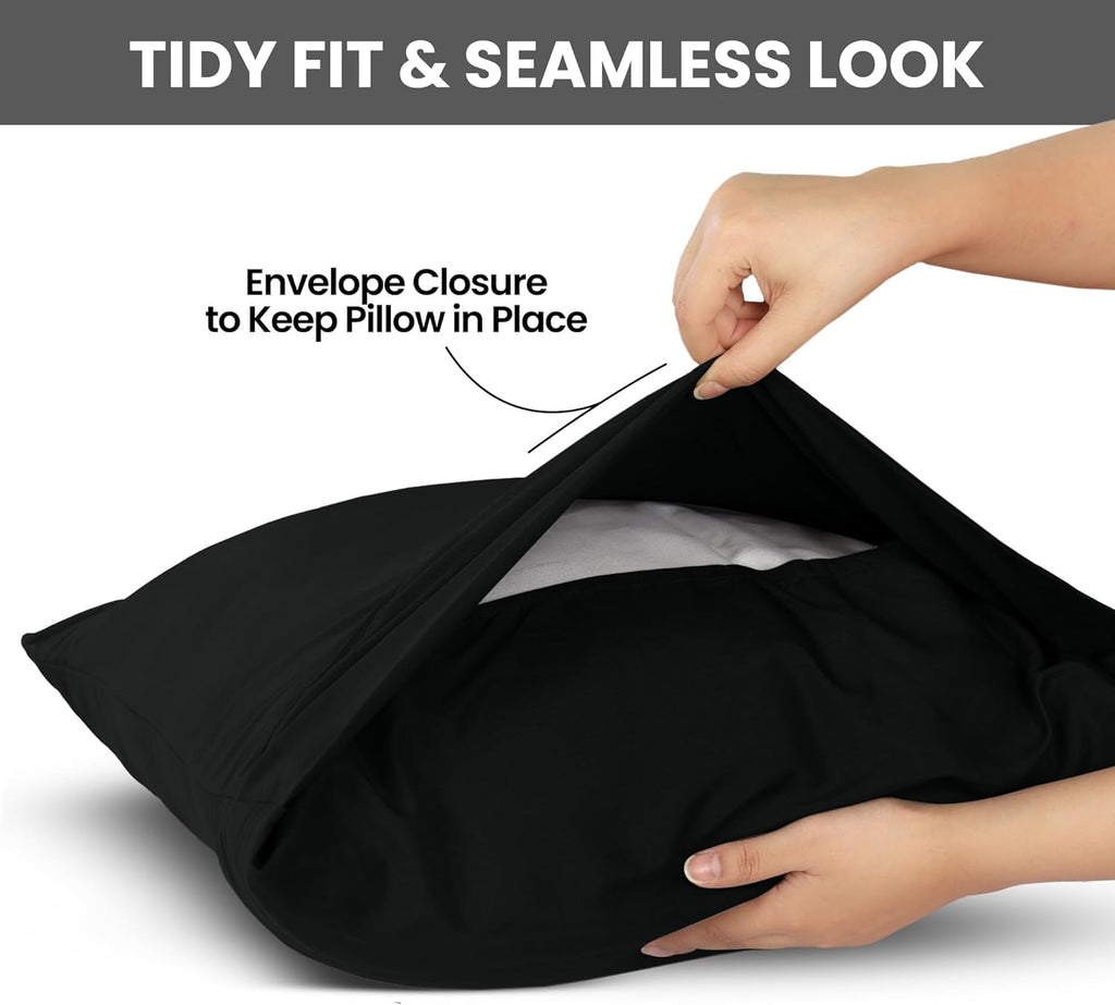 Utopia Bedding Standard Pillow Cases - Soft Brushed Microfiber - 2 Pack, Fade Resistant, 20" x 26", Black