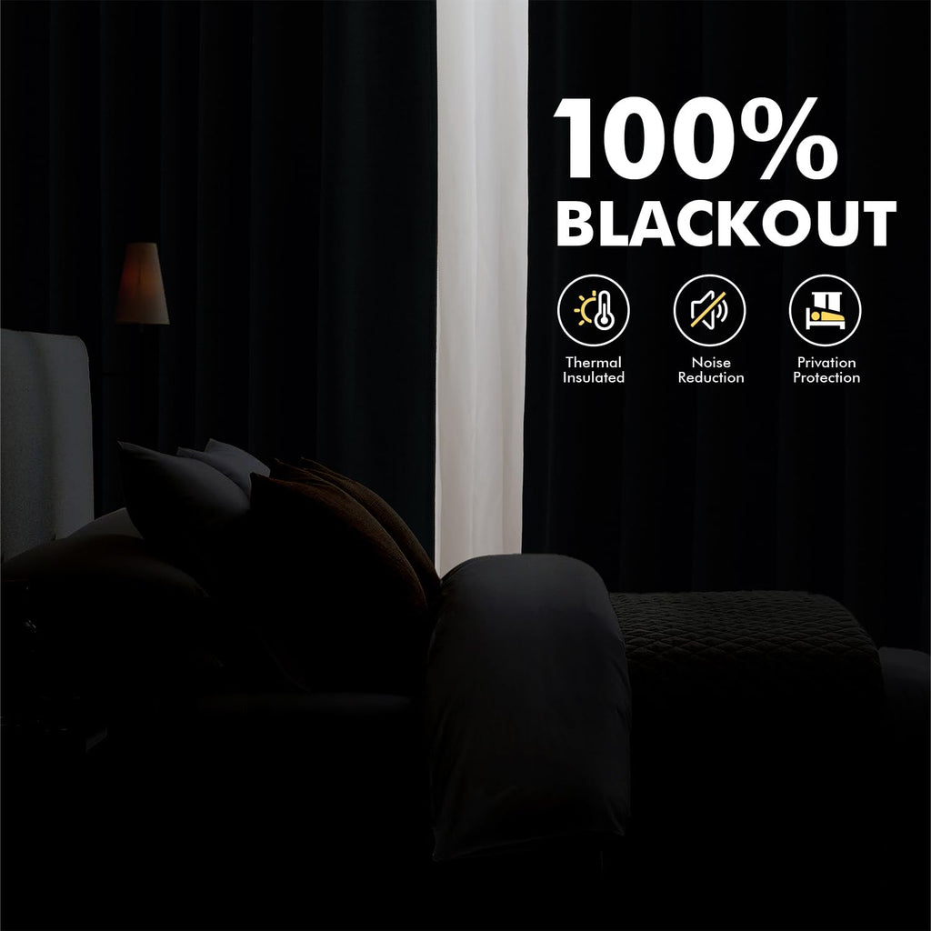 MIULEE 100% Blackout Linen Curtains for Bedroom, Beige Solid Luxury Decor Thermal Insulation Room Darkening Drapes for Living Room Back Tab Rod Pocket 42 x 96 Inches, 2 Panels