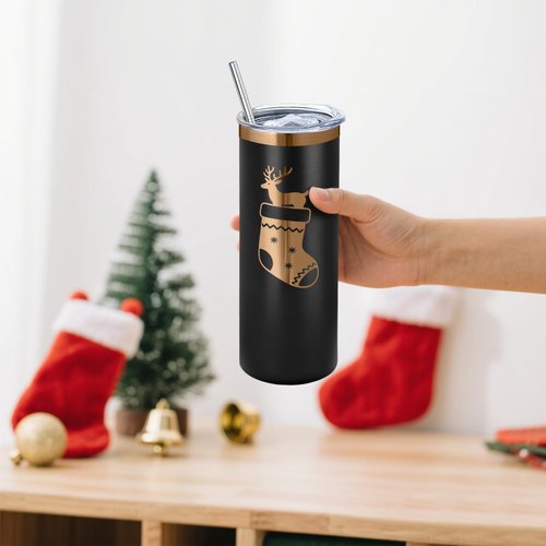 16 Pack Rose Gold Plated Stainless Steel Tumbler Straight Double Wall Powder Coated for Laser Engrave, 20oz Black to Bronze