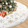 EverMerry Christmas Tree Skirt, 36 inches White Luxury Christmas Tree Skirts with Snowflake, Xmas Tree Skirt Decorations for Christmas New Year Party Decor
