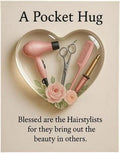 A Pocket Hugs for Hairstylists, Mini Hairdresser Tools Heart Pocket Hugs Inspirational with Greeting Card, Christmas Thank You Gift for Women Men Hairstylist (‎Style B)