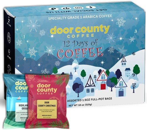 12 Days of Coffee Advent Calendar - 12 Unique Flavored Ground Coffee Bags - Perfect Holiday Gift