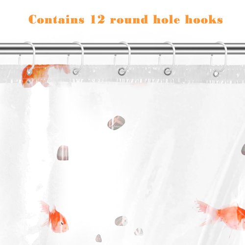 Qulkws Goldfish Clear Shower Curtain Liner 72x78 Inches Waterproof PEVA Lightweight Bath Fashion Shower Curtain Cute Bathroom Showers Liner with 12 Grommets Hooks for Bathroom Bathtub Decor
