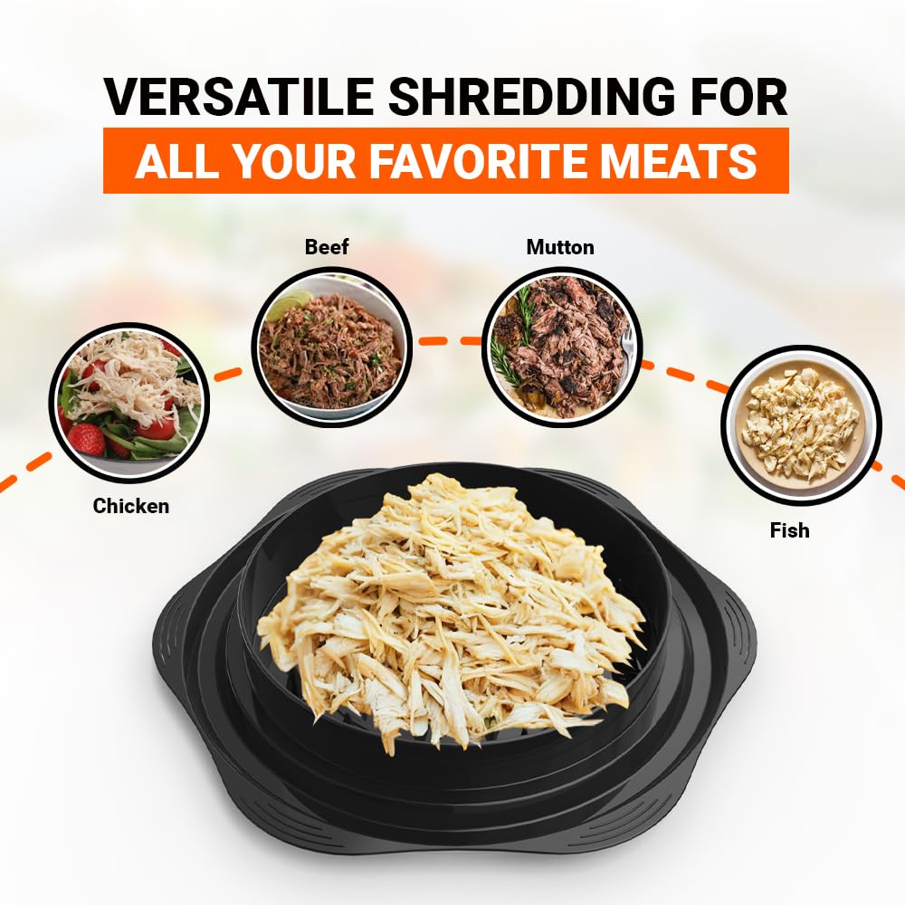 Chicken Shredder Tool Twist Large Black, 10” BPA-Free Meat Shredder for Chicken Breast Pork Beef, Manual Food Shredder with Brush, Anti-Slip, Ergonomic Handle, Fast Shredding for Kitchen & Meal Prep