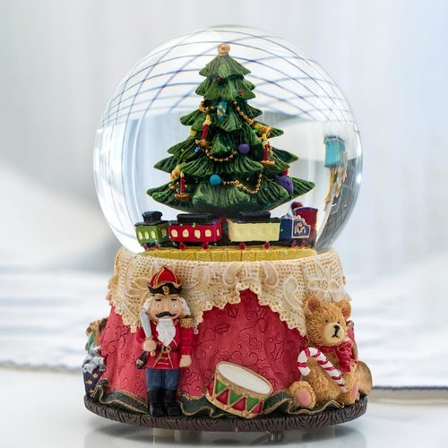 LOVE FOR YOU Nutcracker Music Box - Gift Wrapped Christmas Tree Snow Globe | Colorful Xmas Train for Girls & Women