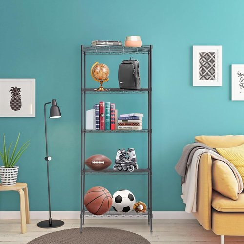 BestOffice 5-Tier Wire Storage Shelves - Heavy-Duty Metal | 14x24x60 | Holds Up to 750 lbs | No-Tool Assembly for Home & Garage