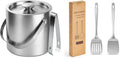 Chefbee 3L Double-Wall Stainless Steel Ice Bucket and 2PCS Metal Spatula Set