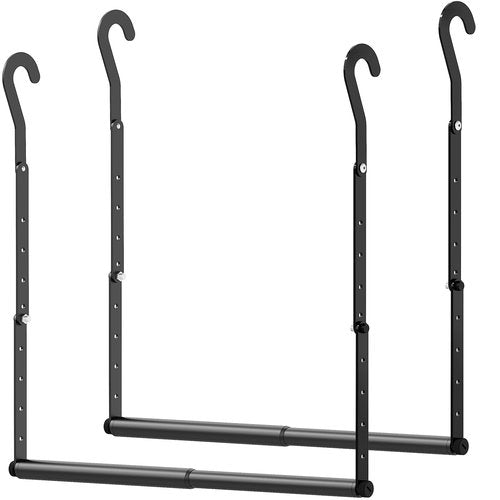 Mavivegue 2 Pack Adjustable Closet Rods for Hanging Clothes, Heavy Duty Closet Hanging Rod, Double Hanging Closet Rod, Space-Saving Closet Extender Hanging Rod, Black
