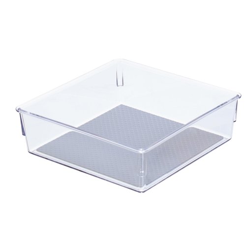 Glad Drawer Organizer Bin, 6x6 - Heavy Duty Clear Plastic Storage Tray for Junk Drawers, Kitchen Utensils, Bathroom Vanity, and Organizing Pantry - BPA Free, Food Safe, Non Slip