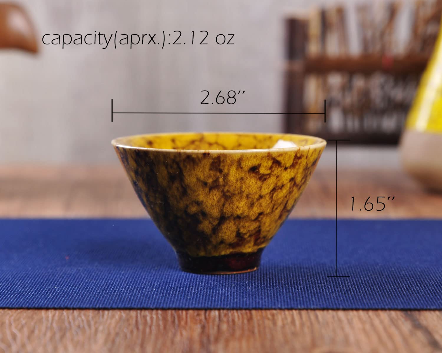 WHJY Ceramic, Japanese Sake Cups, Traditional Chinese Kung Fu Tea cups set Kiln Change Glazed. set of 6, 60ml/2oz