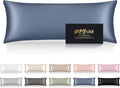 Mulberry Silk Body Pillow Case - Smooth & Cooling Zipper Cover, 20x54 Inches, Ash Blue
