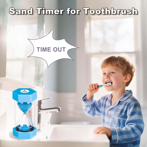 YLTIMER Hourglass Sand Timer 5 Minute, Plastic Unbreakable Hexagon Hourglass Sand Clock 5 Min, Reloj De Arena 5 Minutos, Colorful Hour Glass Sandglass for Classroom Games Kitchen (Blue)