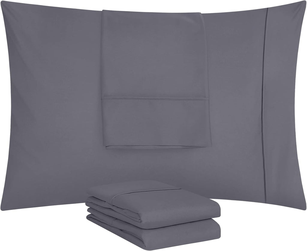 Utopia Bedding Standard Pillow Cases - 8 Pack Soft Brushed Microfiber | Fade Resistant 20x26 Inches - Grey