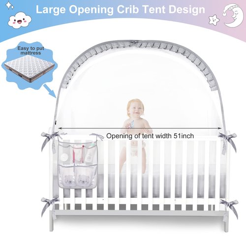 Crib Tents to Keep Toddler from Climbing Out Baby Safety Crib Tent Falls and Mosquito Bites Prevention Portable Baby Tents for Cribs Sturdy & Stylish Infant Bed Net