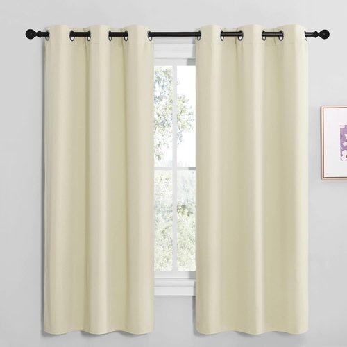NICETOWN Kitchen Curtains - Thermal Insulated Grommet Room Darkening Draperies | Beige, 2 Panels (W42 x L68)