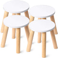 Wenqik 4 Wooden Step Stool for Kids 10.3 Inch 4 Legged Small Wooden Step Stool Solid Hard Sturdy Chair for Bedroom Furniture