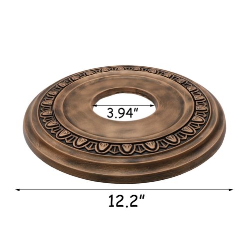 HEVSTIL Ceiling Medallion 12"OD x 3.94"ID PU Ceiling Medallion for Light Fixtures European Style Ceiling Light Decorative Fan Medallion Lighting Ceiling Ring Covers for Chandeliers Home,Bronze